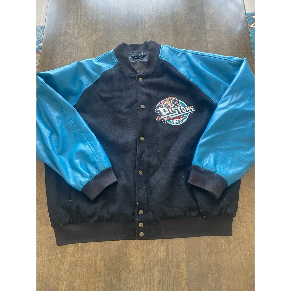 Vintage Detriot Pistons Harbortec Leather Embroidered Jacket XXL
